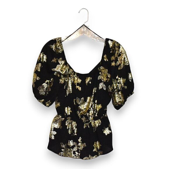 Eclair Sweetheart Neck Faux Wrap Short Sleeve Party Top Blouse Size S - Picture 2 of 8